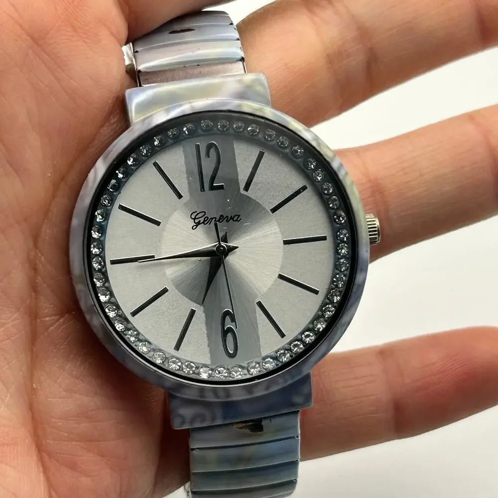 Geneva Pastel Iridescent Watch with Crystal-accented Bezel Working New Battery